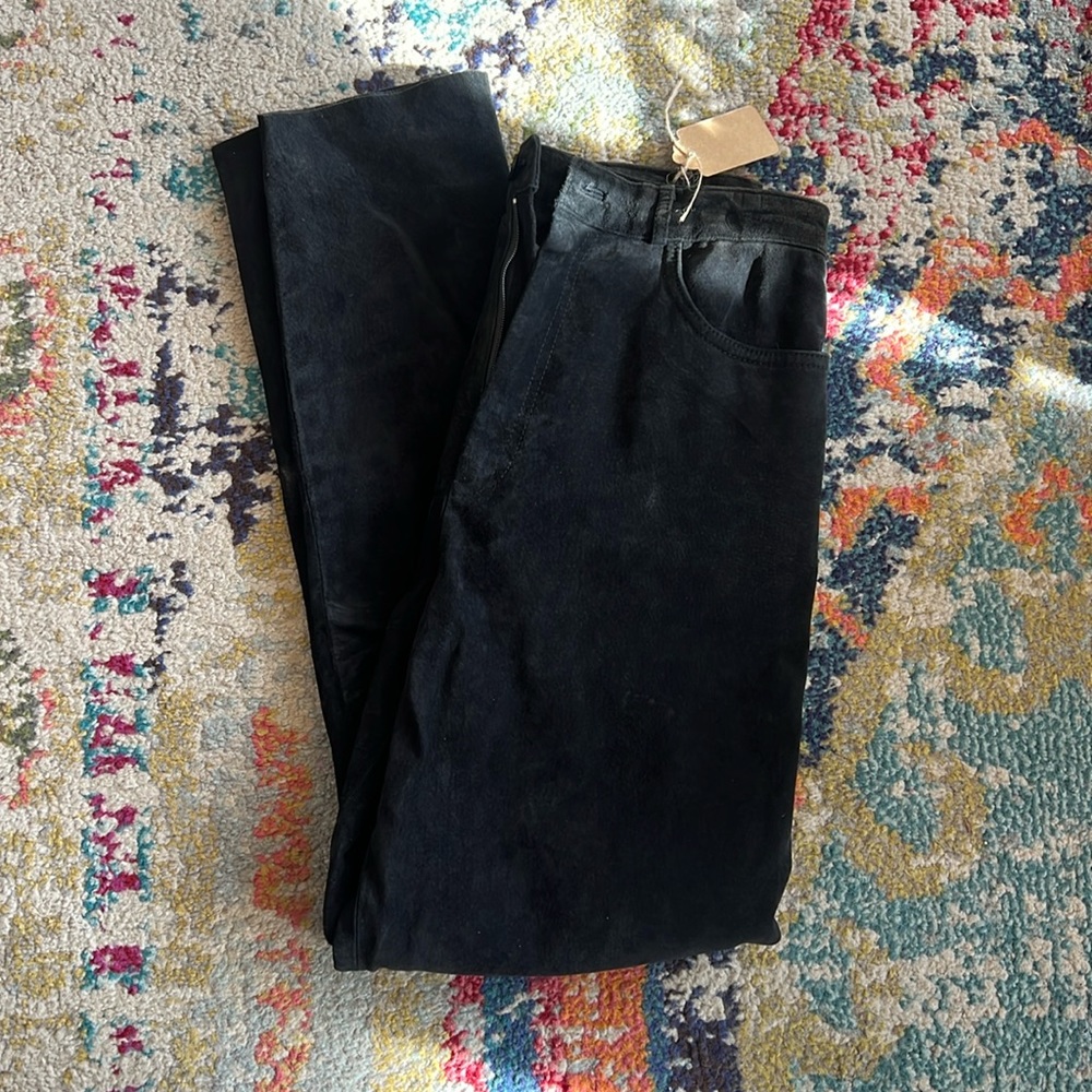 Black suede pants